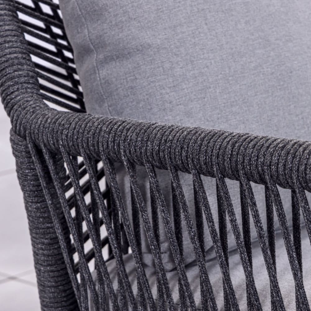 Aluminum Frame AJUNION Rope Weave Garden Furniture Lounge Sofa Set with HPL Tabletop