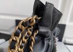 Bucket Genuine Leather Shoulder Handbag , 30cm Black Chain Handbag