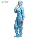 Class 100 Blue Hooded Clean Room Garments Anti Static Coverall S - 5XL Size