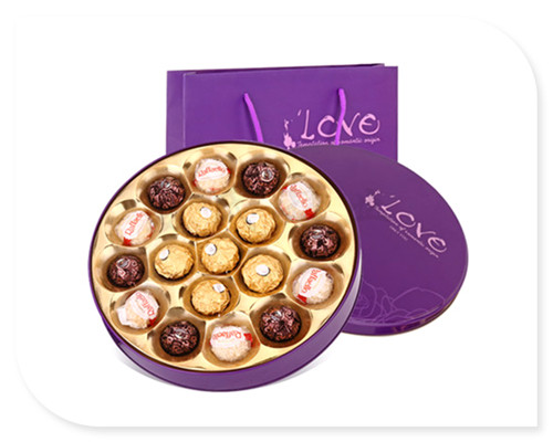 Ferrero Rocher Chocolate Tin Box With Plastic Insert Custom Printed