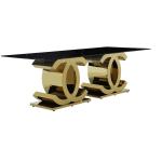 Golden Base 40mm Stainless Steel Dining Table 8 Seater Marble Dining Table