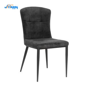 China Fashionable Black Leather Dining Chairs DC-7538 Hard Wearing With Metal Frame factory