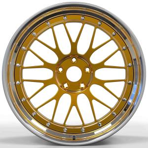 China 2 Piece Deep Dish Forged Wheels Rims 23 Inch Brushed Gold Disk factory