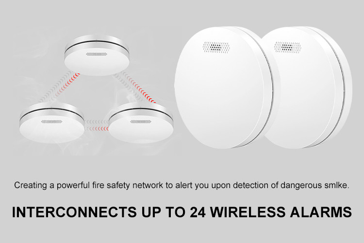 85 dB Wireless Smoke Alarms Detector Interconnected Home Smoke Detector Wiht CE TUV Certificates
