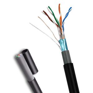 China 1000FT FTP CAT5E Outdoor PE+PVC 0.47mm Solid Black Network Cable Pass Fluke factory