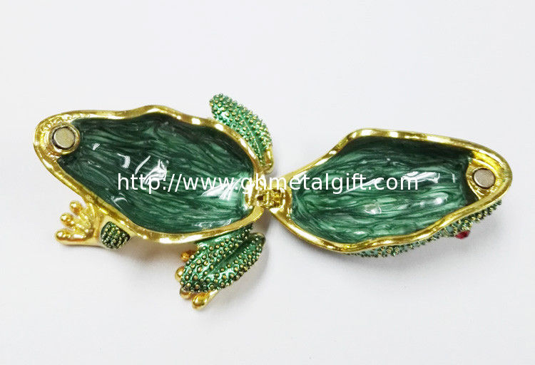 New design reinstone enamel Jiraffe frog pewter jewelry box metal pewter frog pewter jewelry box