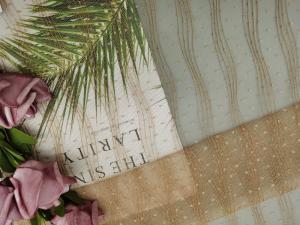 China Khaki Polyester Crinckle Mesh Pleated Lace Fabric For Evening Dress factory