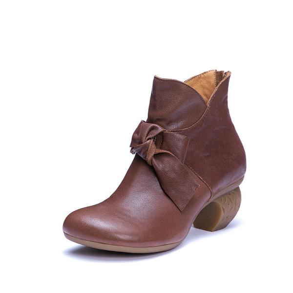 S094 New Martin boots retro leather handmade bowknot fashion wedge heel ladies