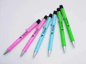 China gift customized logo slim plastic ball pen with metal clip factory