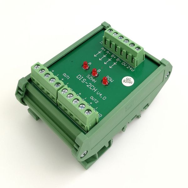 China DC24V Servo Encoder Pulse Square Wave Signal Splitter Distributor Signal 1 In 2 Out factory