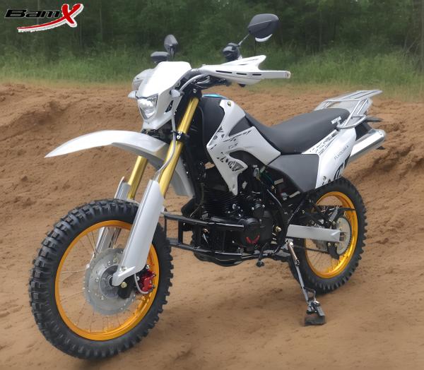 Single Cylinder 200cc Dual Sport Motorcycle Two Pipes Muffler Alloy 4 Stroke