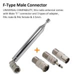 FM Radio Antenna Ancable Indoor FM Telescopic Antenna F Type Male Plug Connector