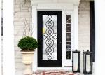 Decorative Wrought Iron Glass For Door Agon Filled 22*64 Inch Size Shaped
