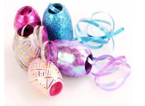 China Colorful And Fashionable Indoor Decoration Christmas Ribbon Egg with PP gold line factory