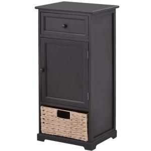 China Retro Style Black 15.7”W Livingroom End Table With Paper Rope Basket factory