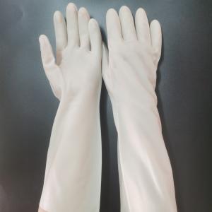 China White Nitrile Dishwashing Gloves 38cm Household Unflocked Lining Extra Long Cuff factory
