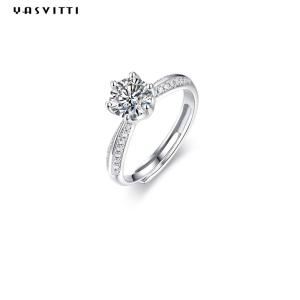 China 0.07oz 0.57in Sterling Silver Faith Ring ODM Round Cut Cubic Zirconia Ring factory