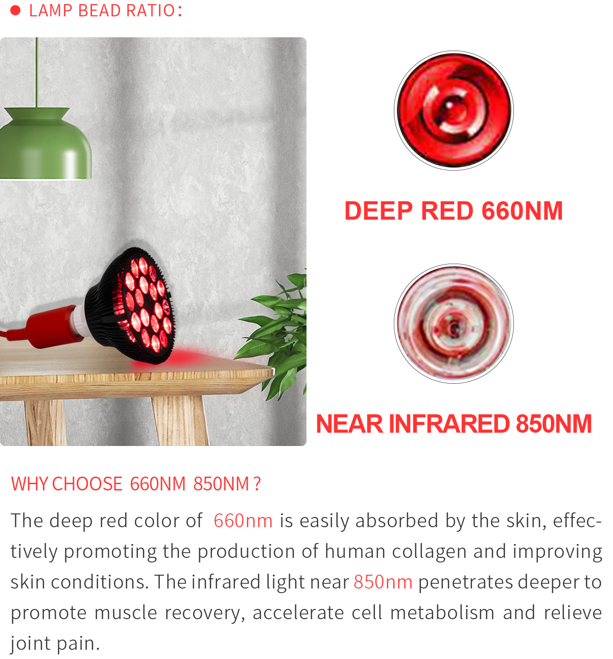 High Irradiate Red Led Therapy Device Light Near Infrared 54W 660nm 850nm