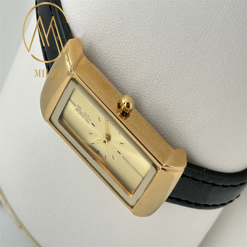 Miler ML111 Factory Leather Band Quartz Wrist Watch with Hook Buckle in Picture Color