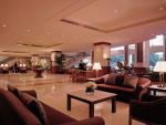 Solid Wood Sectional Lobby Seating Furniture With Fabric Coffee / Dining Table