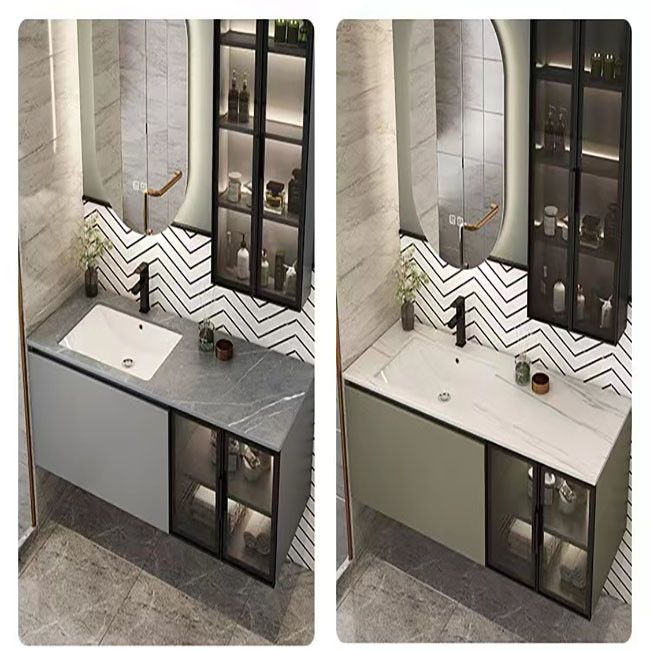 Top Carrara Bathroom Vanity Units Curved White Genuine Marble Color