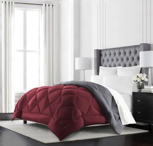 China Red Grey Bicolour Microfiber Duvet Set Queen Size Soft Durable 80gsm 90gsm factory