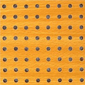China Yellow Perforated Wood Acoustic Panels Fireproof Veneer Surface Sound Wall Panel factory