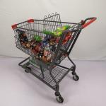 American Style 125L Steel Shopping Cart With 4" PU Wheels Large Metal Trolley