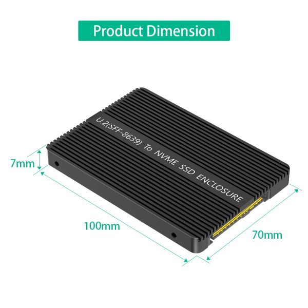 M.2 NVMe to U.2 SSD Adapter 17x11.5x3cm Black with Thermal Pad