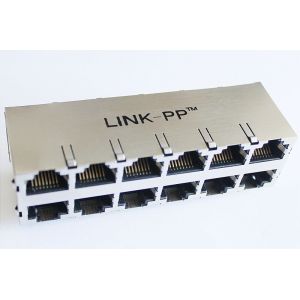 W / LED'S Shielded Stecked Modular Jack RJ45 Multi-port 2 X 6 Gigabit Circuit
