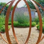 Rusty Outdoor Corten Steel Sculpture Line Cross Shape Rustic Rings Garden