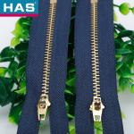 Home Textile Brass 3 Metal Teeth Zipper For Bag Jeans Dress Custom Zipper