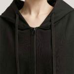 Custom Women Black Hoodie Ladies Plus Size Long Sleeve Zip up Sweatshirt Casual