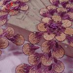 130CM Polyester Guipure Lace Fabric / African Beaded Flower Lace Embroidery