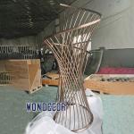 Large abstract outdoor square geometric metal art cross spiral circular tube