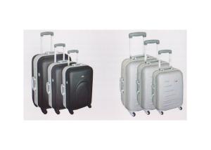 China Iron Trolley 3 Piece Set ABS Travel Luggage Sets QX010 With 4 Rotative Wheels factory