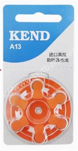 China KEND A13 1.45V Hearing Zinc Air Battery Orange Battery Small Button Battery for Audiphones factory