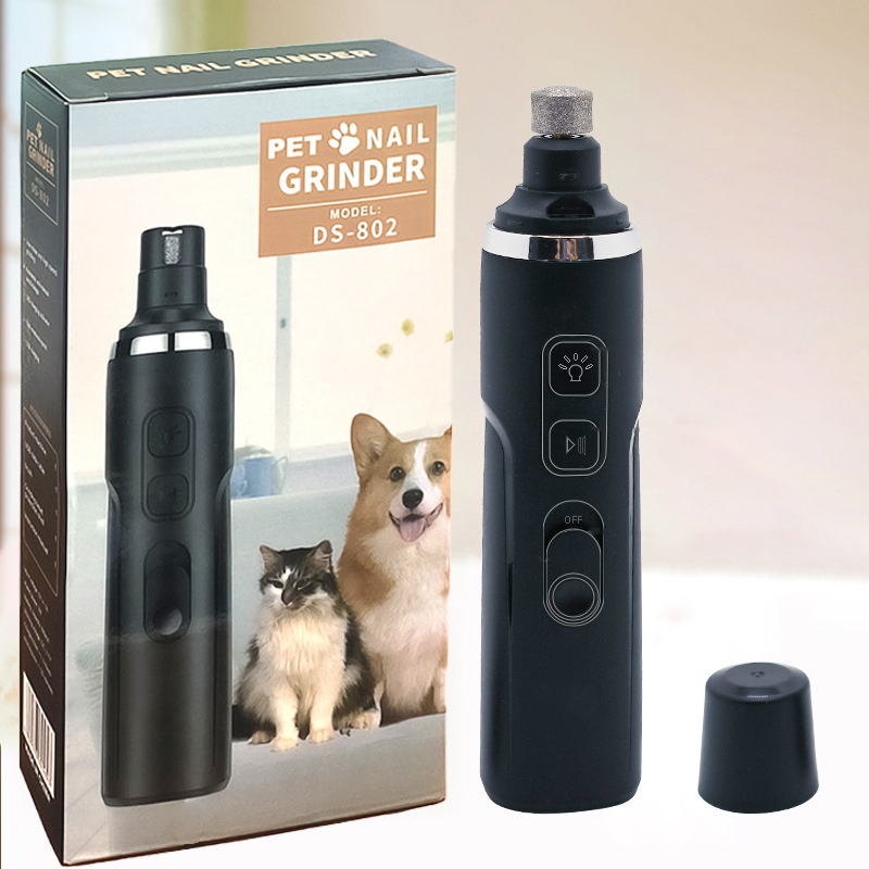 Black USB Charging Electric Dog Nail Clippers LED Electric Pet Nail Trimmer