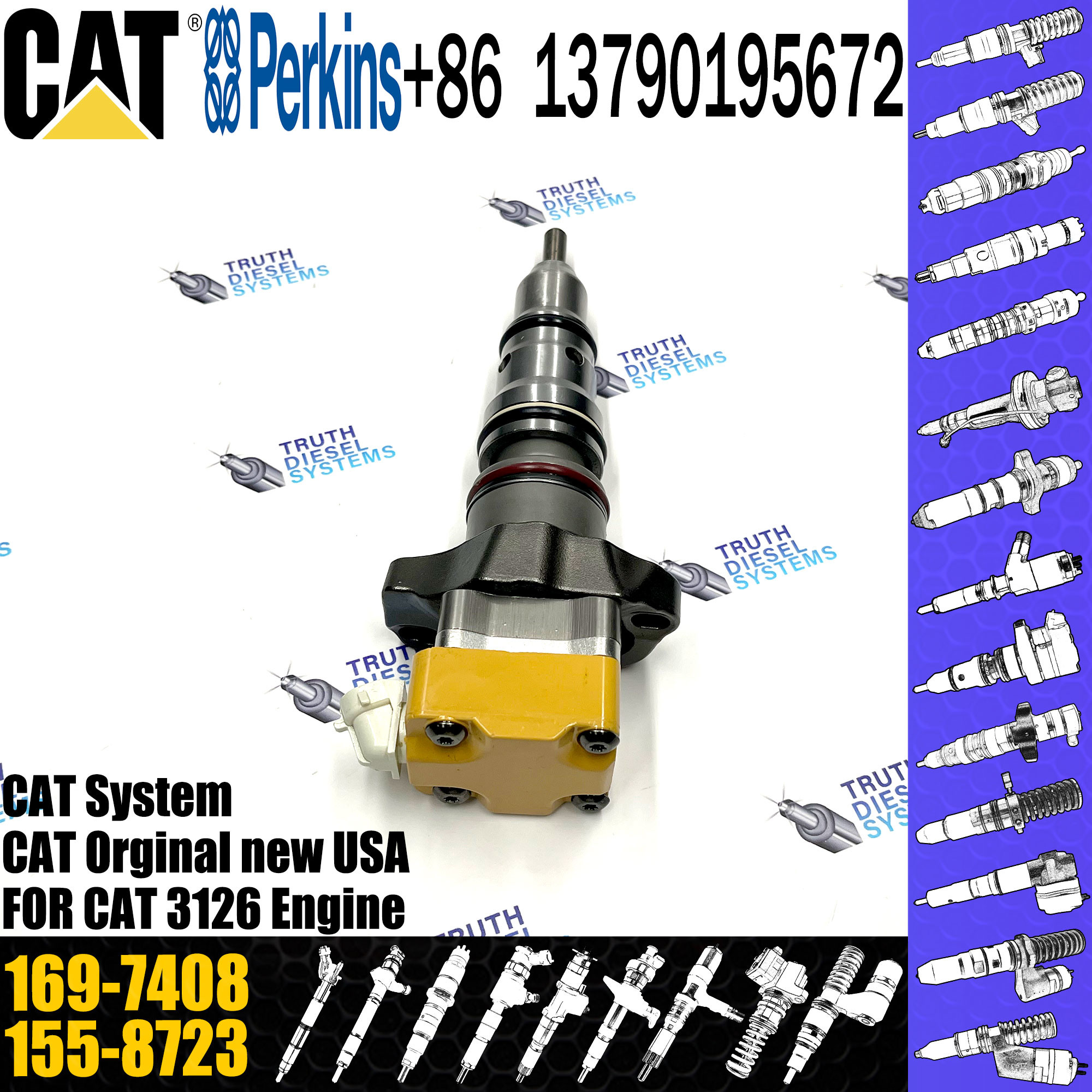 Common rail diesel fuel injector 169-7408 20R-4148 232-1183 111-7916 177-4753 138-8756 For Caterpillar 3126 Engine