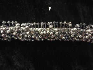 China 3D Gunmetal color beaded trimming bugle beads with sequins trims factory