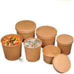 24OZ Brown kraft paper cup leakproof takeaway food soup packaging biodegradable