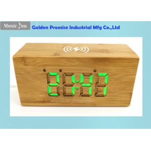 Treated Natural Bamboo Alarm Clock Wireless Charging Station Carefully Crafted