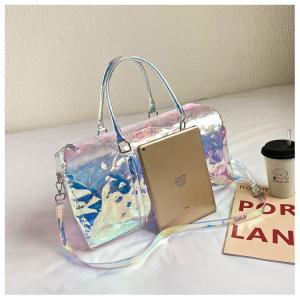 China Colorful Transparent Travel Bag New Women'S Bag Casual Fitness Bag Super Cool Portable Laser Bag Swimming Bag factory