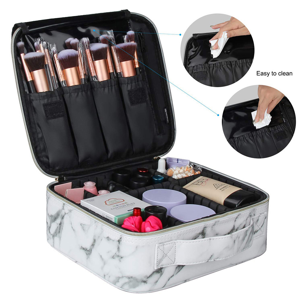 Zippered Women Travel Make Up Case With Adjustable Dividers