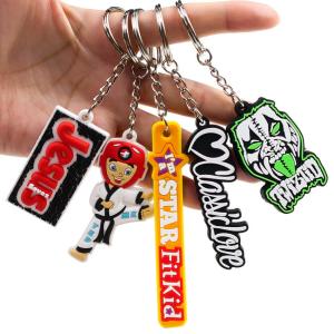 China Soft Rubber PVC Keychain 2d/3d Silicone Keyring Customized factory
