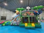 Outdoor Bounce House With Slide Jungle Animals Inflatable Bouncy Castle With