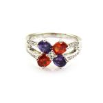 Design Women Jewelry 925 Silver Red Quatrefoil Cubic Zircon Ring(FR029)