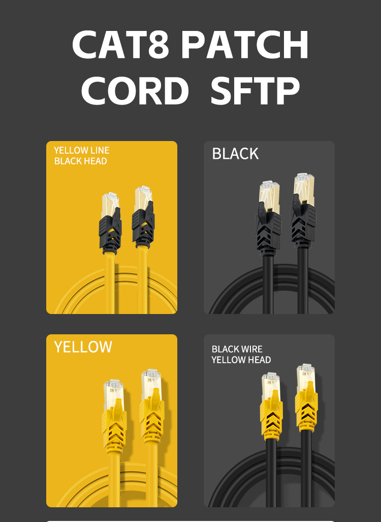 Copper Conductor Insulated CAT8 Patch Cord Network Patch Cable