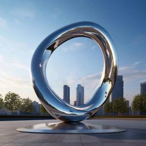 China Modern Aesthetics Metal Art Large Outdoor Mirrored Stainless Steel Circle Sculpture factory