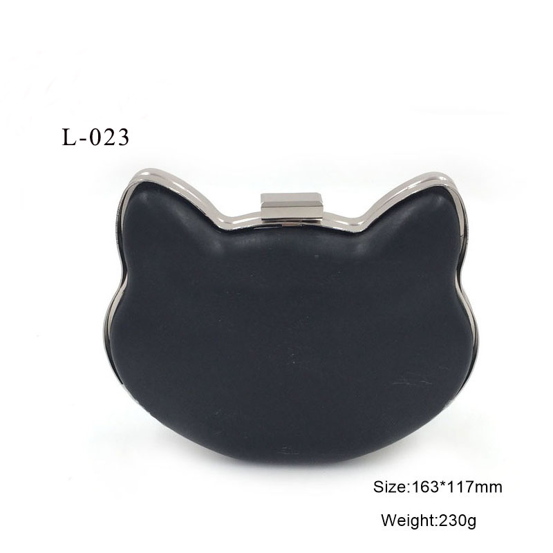 Custom fashion gold cat shape plastic box purse frame for wallet